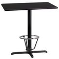Black Laminate Rectangular Bar Height Table with Foot Ring R122036