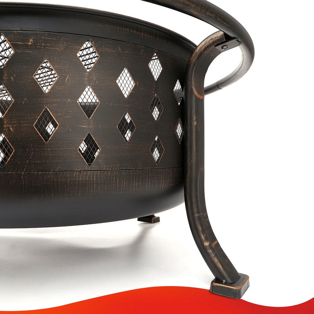 36 inch Wood Burning Fire Pit with Cooking Grill Grate U5218