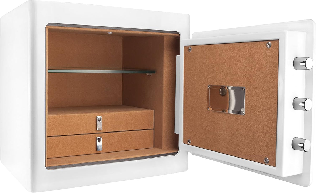 White Fireproof Jewelry Drawer Security Safe Cabinet with Organizer K3868