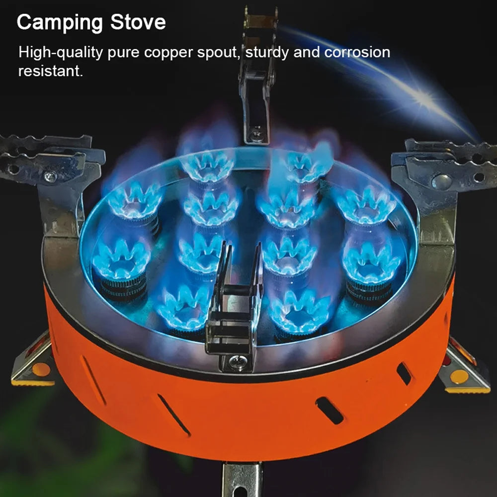 12-Core 21800W Windproof Camping Stove with Piezo Ignition Adjustable Valve Storage Bag O9793