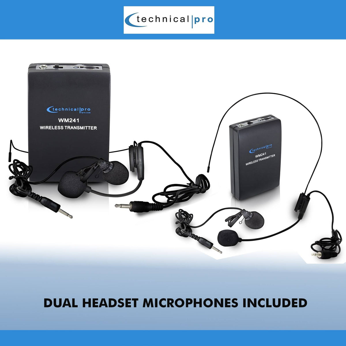 Dual Wireless Microphone System VHF High Band Microphone Set, 2 Mics, 2 Lapel Mic, Black N994