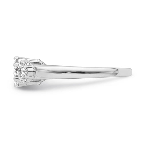 10K White Gold Diamond Cluster Band Ring, Size 8 X92193