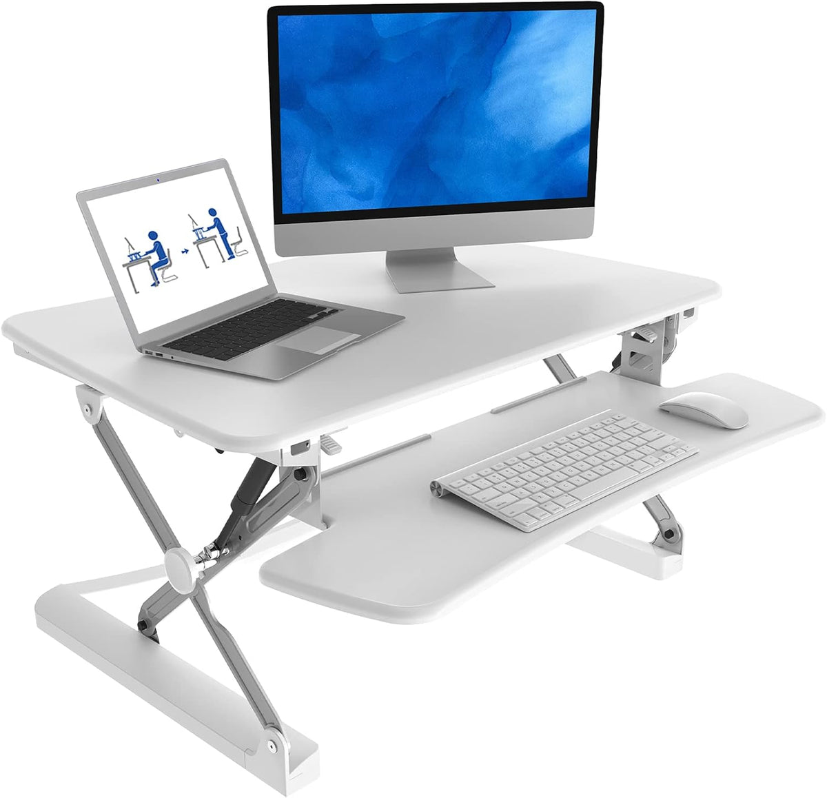 White Height Adjustable Standing Desk Converter W4605