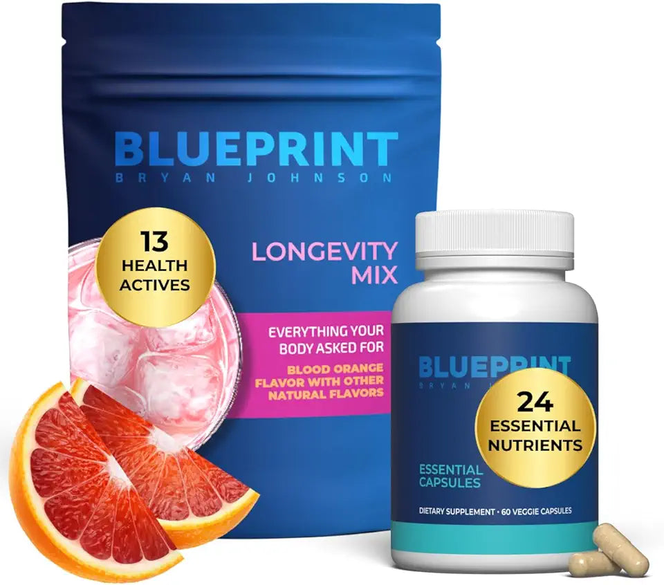 Blood Orange Vegan Keto Friendly Muscle Builder & Recovery Supplement + Essential Capsules Daily Multivitamin 30 Servings L4770