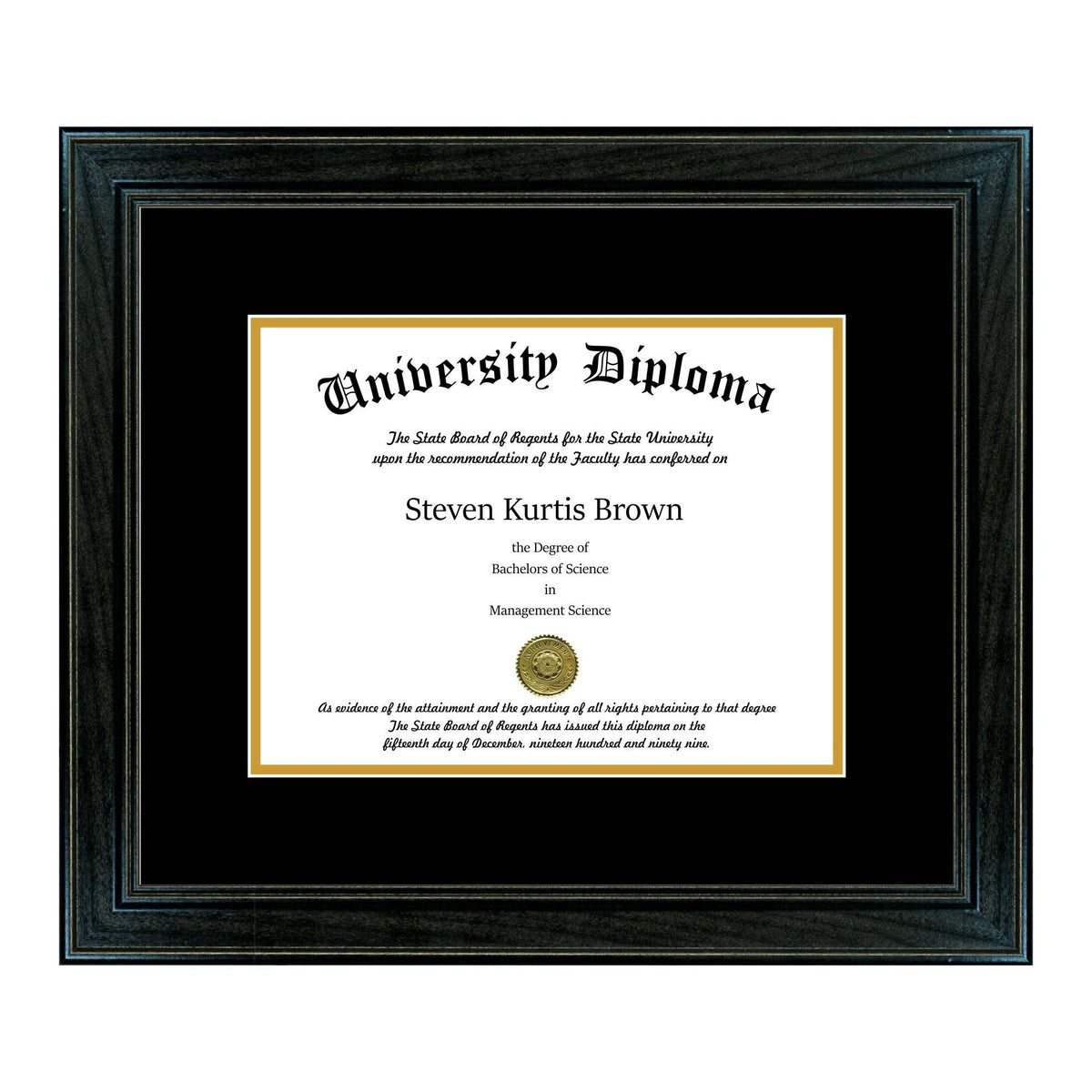 Black 1.5x22 Tall Diploma Frame with Double Matting Y86315
