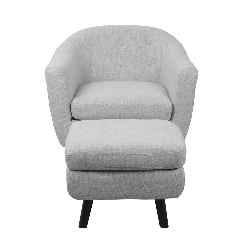 Light Gray Accent Chair and Ottoman Set S407