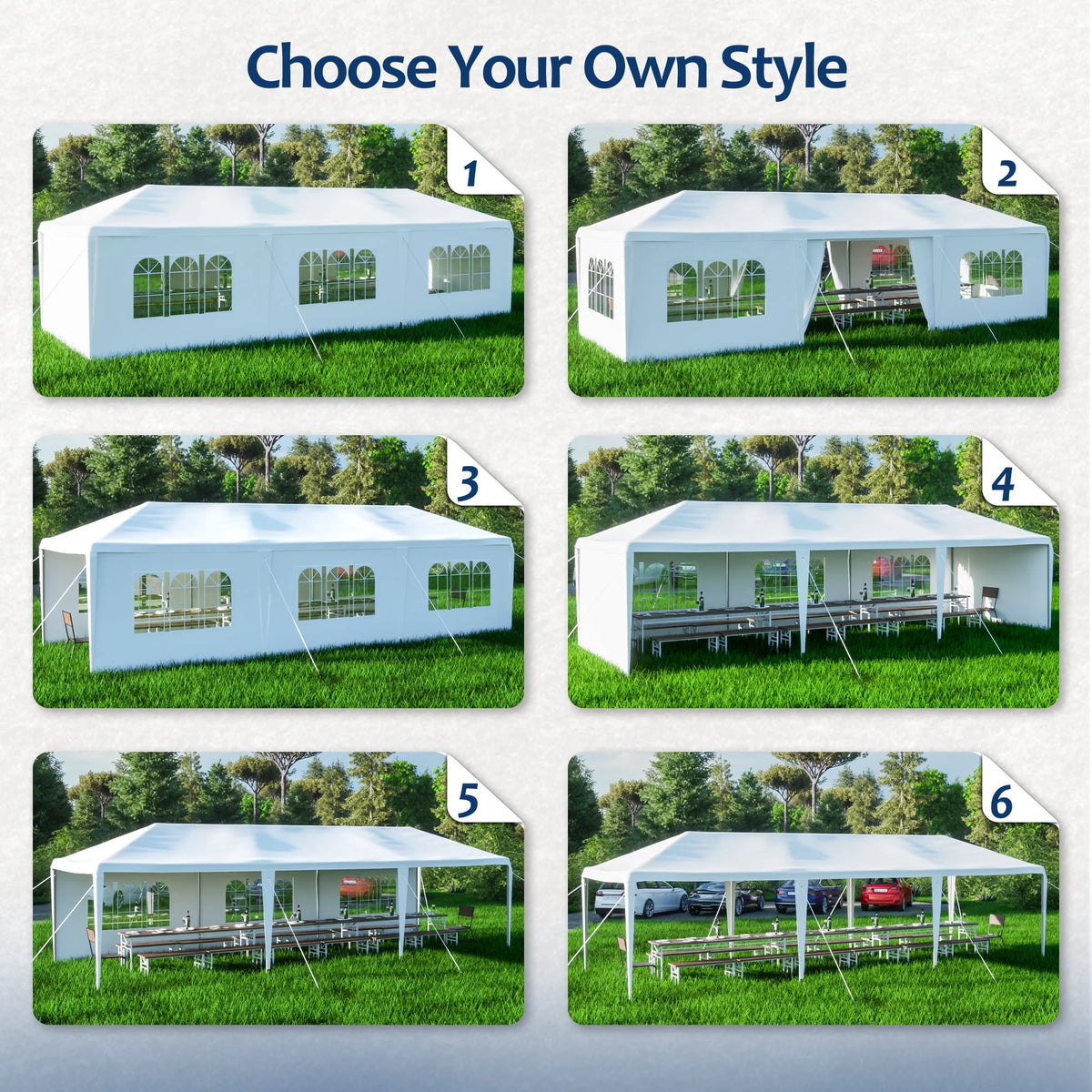 10x30' Outdoor Canopy Tent with 8 Removable Sidewalls K39617