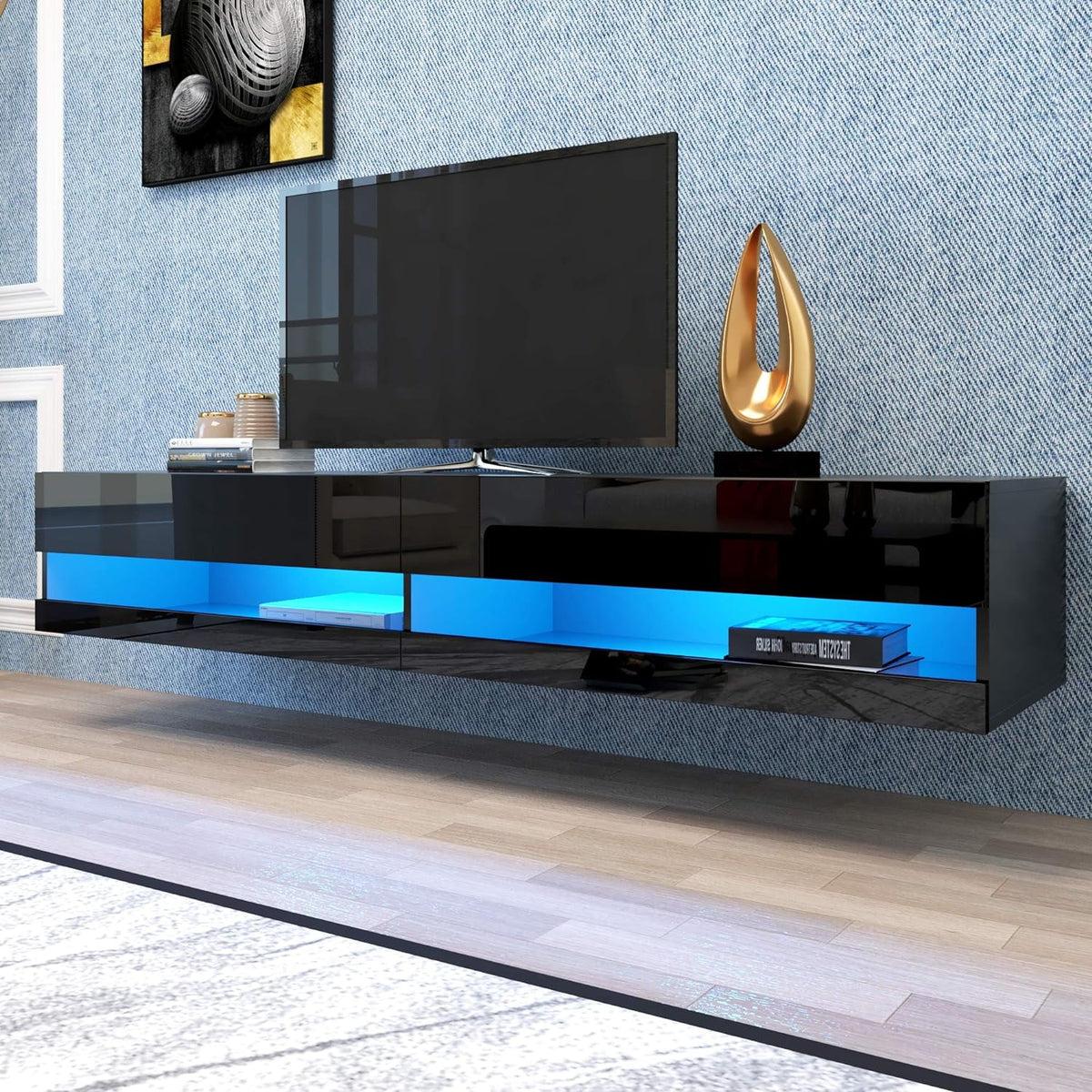 Wood Floating LED TV Stand for 80 Inch TV G37448