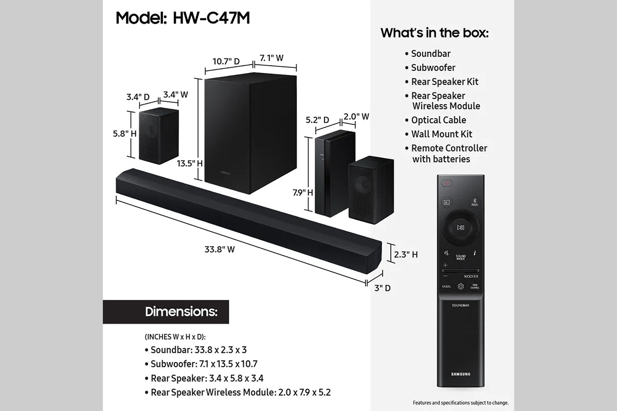 Soundbar & Rear Speakers with Subwoofer B546