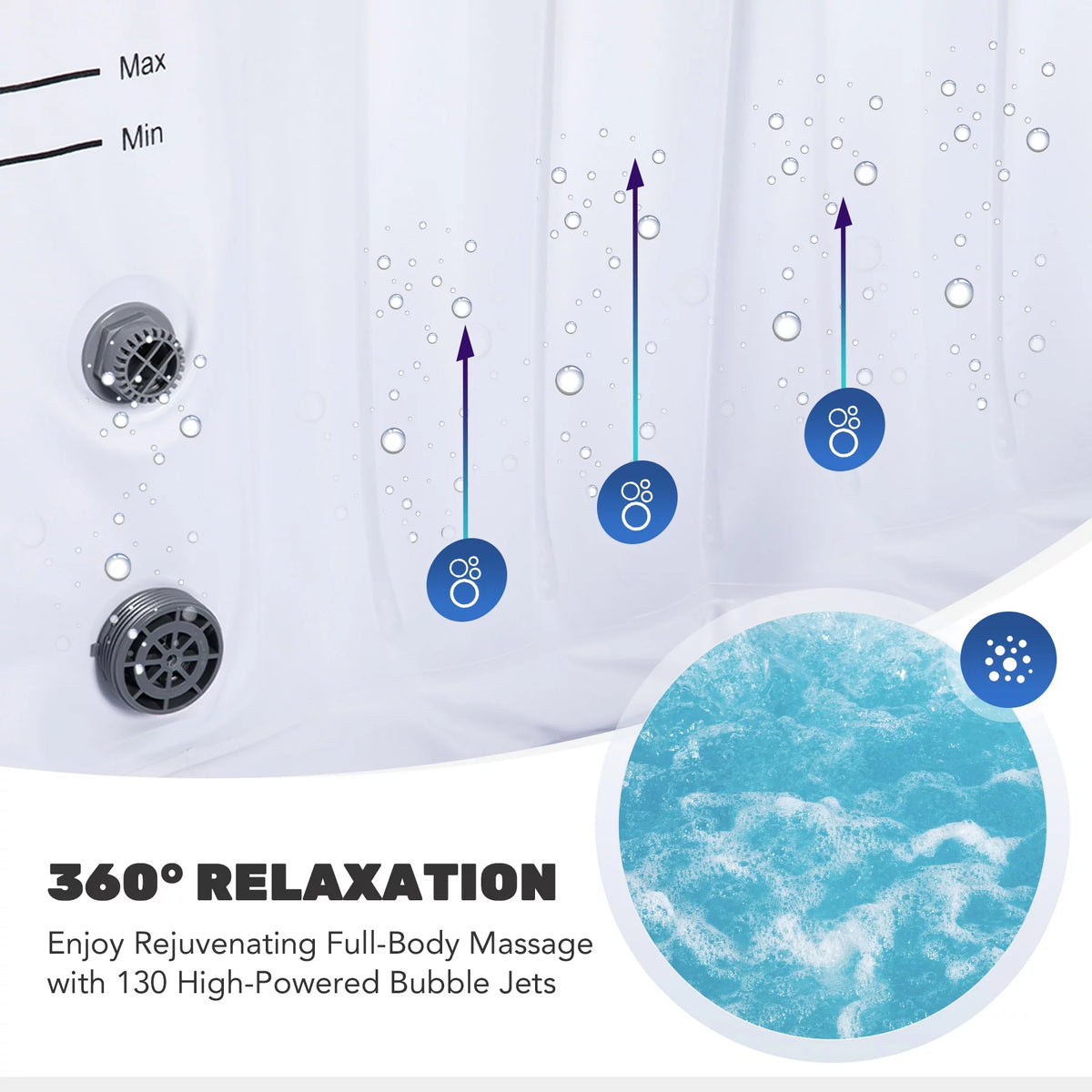 6 Person 7ft Inflatable Hot Tub Pool with Massage Jets Gray P15612