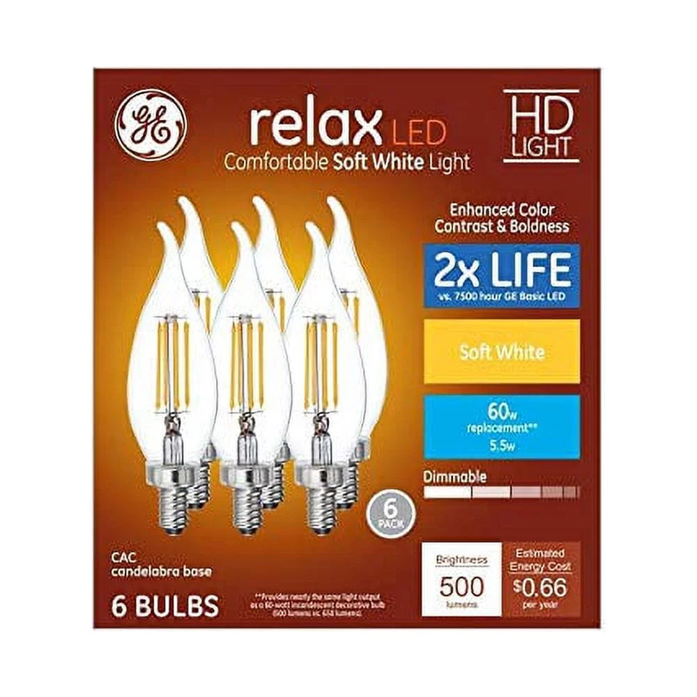 6-Pack Dimmable Soft White LED Decorative Light Bulbs Y5308