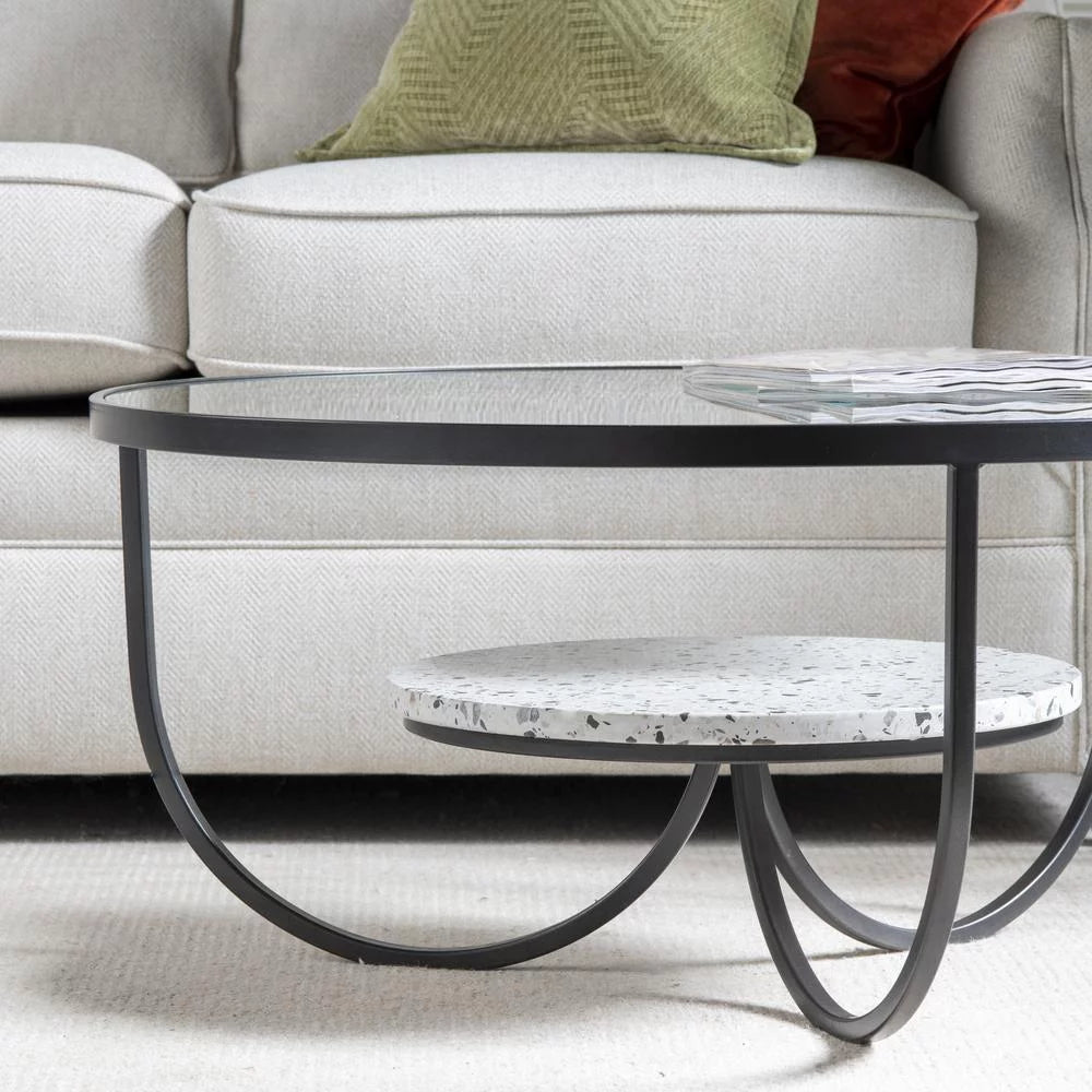 Black Metal Terrazzo Coffee Table C79611