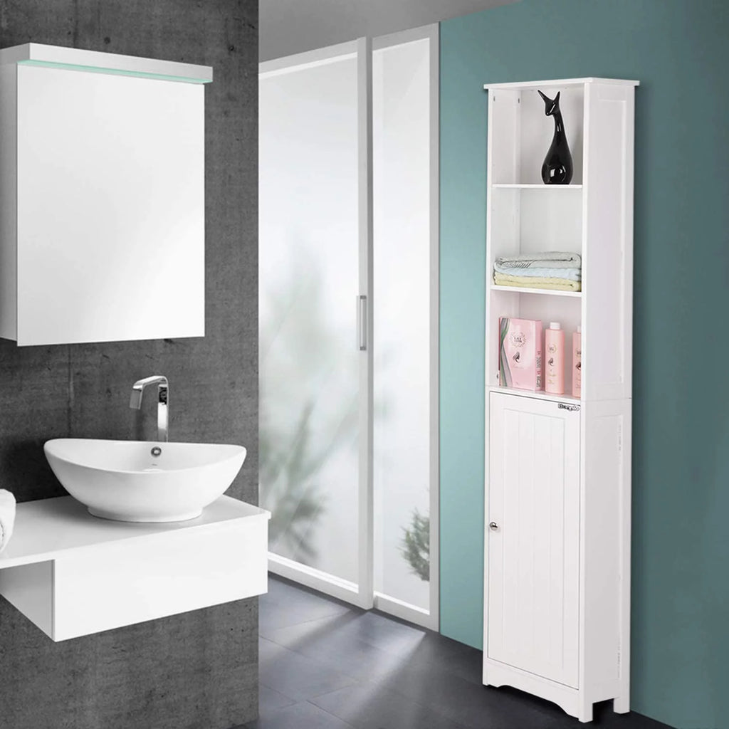 5-Shelf White Bathroom Storage Cabinet V858