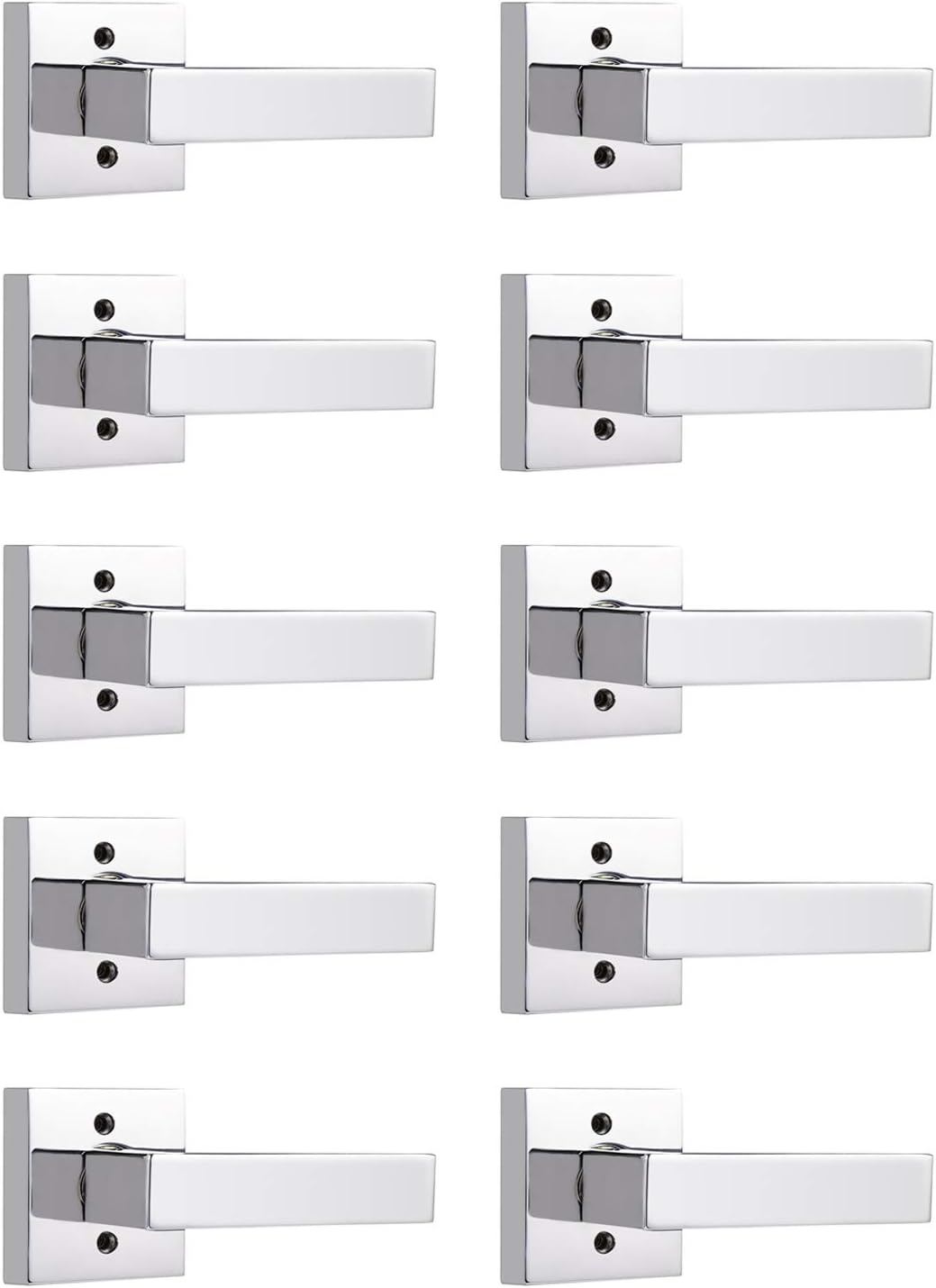 10 Pack Commercial Privacy Door Levers, Polished Chrome Finish T1578